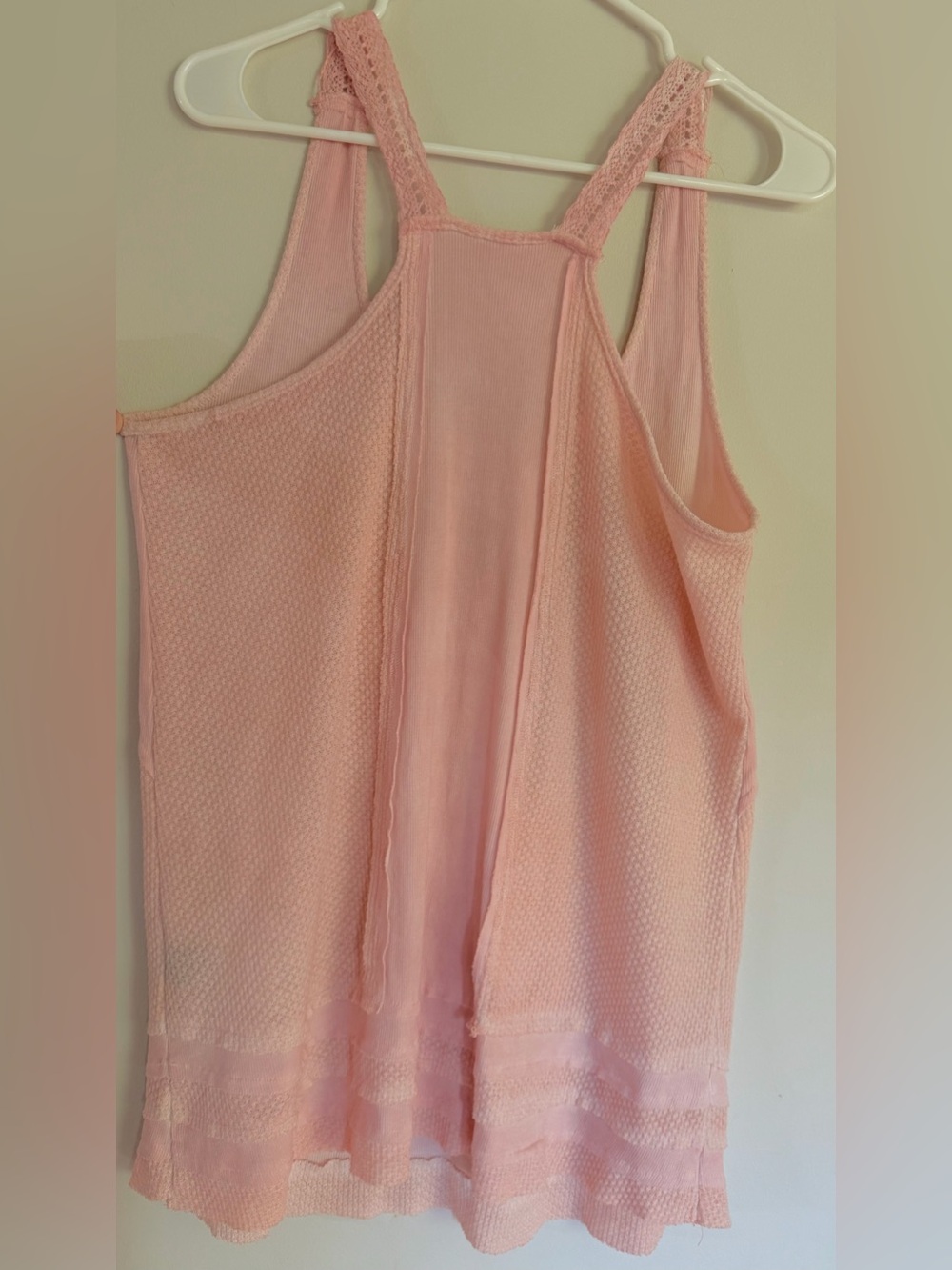 POL Pink Relaxed Fit Two-Tone Waffle Knit Tunic Tank Top L Large - Picture 2 of 6
